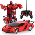 Original 2 IN 1 Remote Control Transform Car Bots Deformation Car Kids Boys Toys RC Transforming Robot Police Car Toy for Kids Birthday Gift（with battery）. 