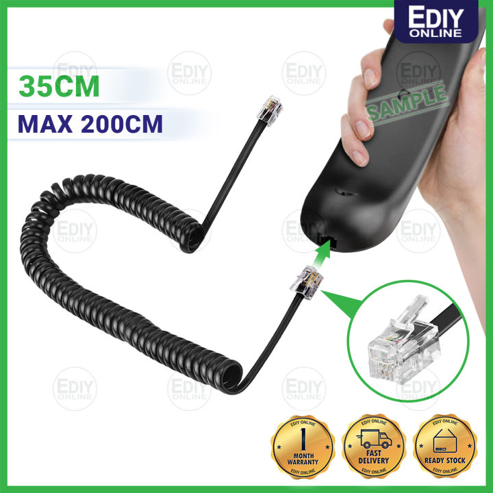 12 Foot Black Handset Curly Coil Cord For AT&T Landline Phone - Replacement