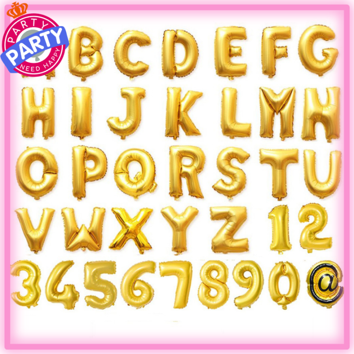 16 Inch A-Z Gold Letter Balloon Number Birthday Balloons Party Supplies ...