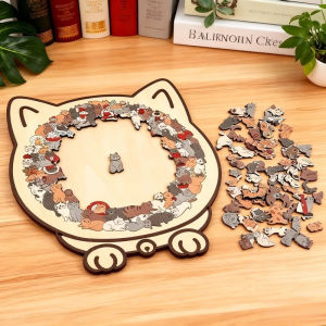 Mishilei bộ ghép hình gỗ mèo 135 mảnh puzzle khung sẵn lắp ráp trang trí phòng khách giảm stress quà tặng thủ công