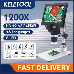 Mikroskop Digital mesin servis hp G1200 kaca pembesar Mikroskop Digital Elektronik 12MP 7 Inch Layar LCD Besar Layar LCD Besar Alat