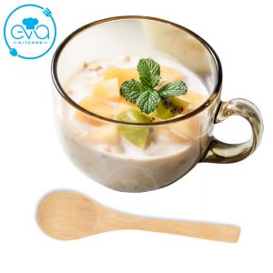 Ly Thuỷ Tinh Màu Hổ Phách Chịu Nhiệt Có Quai Cầm Dung Tích Lớn 480 Ml Kèm Muỗng Gỗ Tre Tiện Dụng SP4858