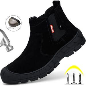 Suede Welder Shoes Men Safety Boots Steel Toe Work Shoes Sneakers Male Anti-Smash Anti-Slip Work Boots Men Safety Shoes Footwear