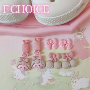 8pcs Pink Cute Girl Cartoon croc jibz Charm Button Shoes Charm-croc /jibz /Button croc /Charm/DIY Sandals [cchoice]