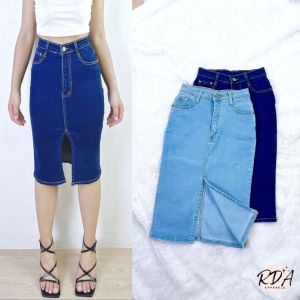 RDA Apparel กระโปรง ผญ เอวสูง เข้ารูป แต่งผ่าหน้า ผ้ายืด 2 สี พร้อมส่ง S-6XL