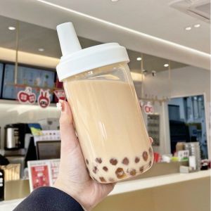 Pearl milk tea straw cup 500ml Portable straw cup Large capacity straw cup tumbler Drink straw cup