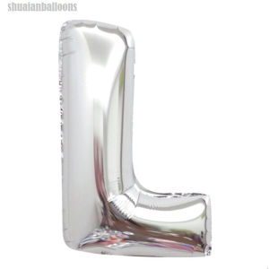 SHUAIAN Balon Foil Huruf Silver A-Z Balon Foil Angka Silver 0-9 Ukuran 40cm