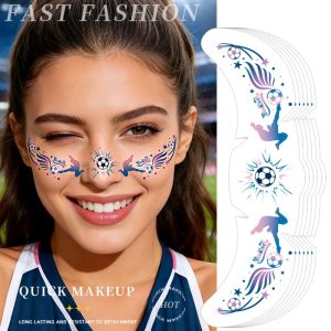 PHANT Sports Event Match Football Face Temporary Tattoo Freckle Makeup Y2k Spicy Girl Soccer Freckle Tattoo Football Fans Featuring Fun Cartoon Ball Face Tattoo Sticker for 6Pcs Men Women Kids