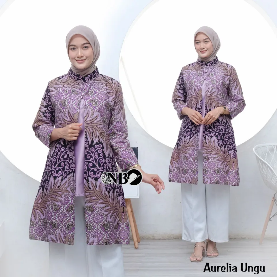BATIK MAMAS-TERBARU-ATASAN BATIK WANITA/BAJU BATIK WANITA MOTIF SIDOLUHUR  UNGU/BATIK WANITA/TUNIK BATIK WANITA/BATIK/FASHION BATIK/BAJU BATIK WANITA 