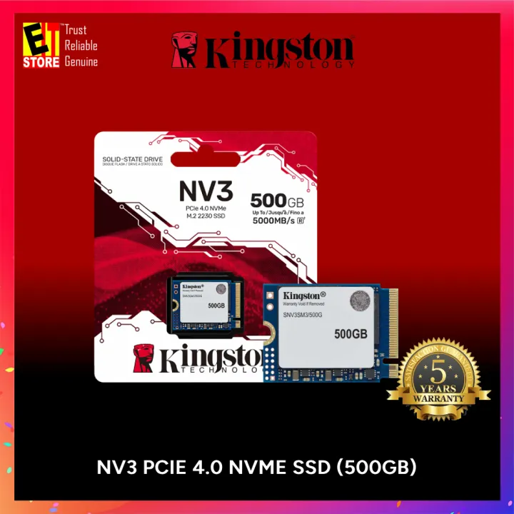 Kingston NV3 M.2 2230 PCIe 4.0 NVMe SSD (500GB/1TB/2TB/ for handheld & Thin Laptop /3D/Limited 5-year warranty)