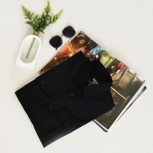BNY Indigo Workshirt Kemeja Pria NOS Tangan Pendek Full Bordir Bahan Drill