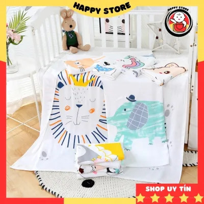 Chăn lụa mùa hè cho bé 1m1x1m1 mềm mại mền cho bé sơ sinh đắp nằm điều hòa thoáng mát Happy Store