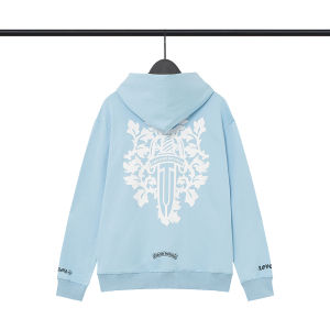 Chrome Heart  New 2024 Autumn Casual Loose Light Blue Hooded Sweater Top Men
