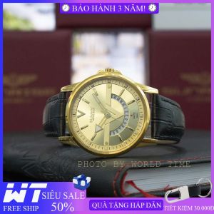 Đồng hồ pin đồng hồ nam Sunrise dm1116swa full hộp thẻ bảo hành hãng kính Sapphire chống xước chống nước dây da bò