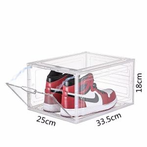 1Pc Transparent Plastic Sneaker Stackable Shoe Storage Boxes Drop Front Acrylic Drawer Type Magnetic