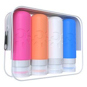 Bộ chai lọ du lịch Zafit được TSA chấp thuận dung tích 3oz chống rò rỉ có thể tái sử dụng dùng để đựng các sản phẩm chăm sóc cá nhân như dầu gội dầu xả sữa dưỡng thể sữa tắm (màu sắc đa dạng A).