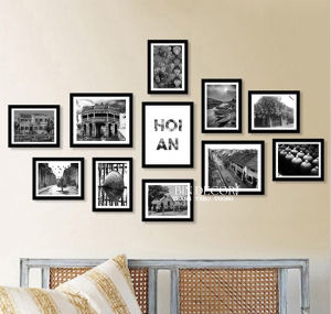 Bộ 11 khung ảnh treo tường hội an trắng đen có khung trang trí decor quán