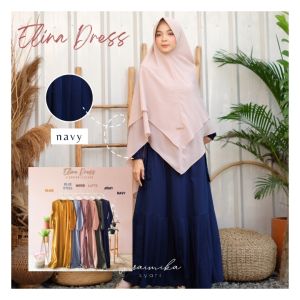 Elina Dress Muslim Polos Gamis Wanita Casual