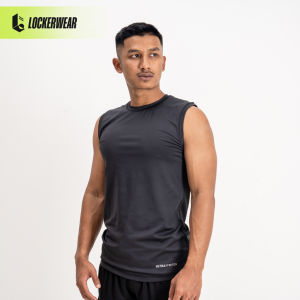 Sleeveless Baselayer Manset Singlet Olahraga Hitam Polos Tank Top Sport Pria Compression Shirt Gym Fitness Training Running