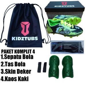 KIDZTUBS Sepatu Bola Anak Paket Komplit Sepatu Bola Tas Skin Deker Kaos Kaki Usia 6-10 Tahun Size 28 29 30 31 32 33 34 35 36 37 KDZ1919121824
