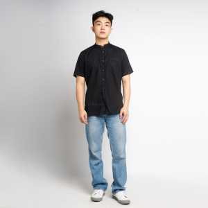 kemeja shanghai hitam pria kemeja shanghai pria pendek kemeja shanghai slimfit