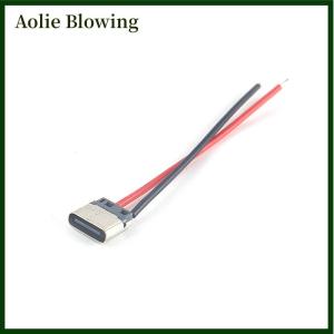 Aolie 5pcs USB Type-C 2P Welding Wire Female Connector Cable For Mobile Phone Charging