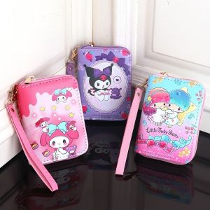 Sanrio Hello Kitty My Melody Kuromi Cinnamoroll Wallet Bag Storage Bag Kawaii Hand Bag Portable Zipper Coin Purse Travel Passport Cover Credit ID Card Wallet