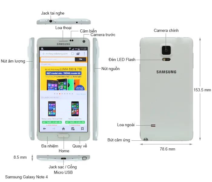 Samsung Galaxy Note 4 cũ 99% - Chính hãng, Giá tốt nhất
