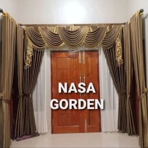 gorden poni gelombang 1set model pintu utama dekorasi jendela