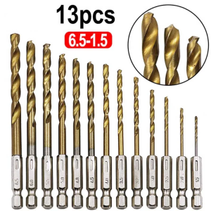 Mata Bor Set Power Drill Steel Titanium Hex Shank 13 PCS
