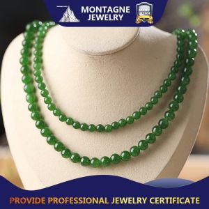 Montagne Jewelry Natural Grade A Green Jade Necklace Carefully Choose Jade Bean 18k Gold Bowknot Fantastic Quality Necklace