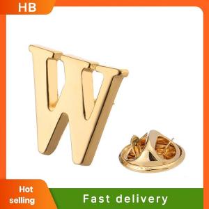 HB High Quality Classic Style Gold Letter A-Z Metal Brooch Women Mens Lapel Pin Womens Hat Scarf Backpack Badge Jewellery