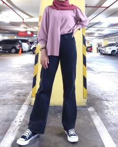 LOOSE JEANS MENTARY.STORE - celana panjang jeans wanita - loose jeans warna hitam 003 - cod