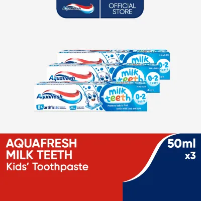Aquafresh Milk Teeth Kids Toothpaste (0-2 Years Old) 50ml x3 for Gentle Care for Milk Teeth