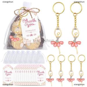 [COD] xiangshun 10 Sets Guests Return Gifts Including Ballet Dancer Keychains Thank You Tags White Organza Bags For Baby Shower Favors