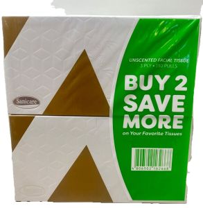 Sanicare 3-Ply Facial Tissue Large Box 190s Set of 2 Unscented 3 Ply 190 Pulls Buy 2 Save More