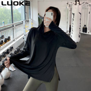 LUOKE Hoodie Big Size Can Be Worn Up To 72.5kg Hooded Sports Long Sleeves Sport Tops Fitness Long Sleeve Top Gym Shirt Yoga Workout Shirts for Women Quick Dry Sport Shirt Sport Women