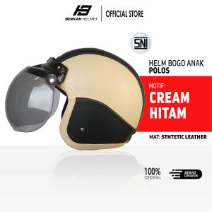 Helm Bogo Anak Retro Polos SNI Umur 2 - 7 Tahun Kaca Cembung Warna Lucu Berkendara Aman Nyaman