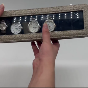 Watch Holder with Glass Lid Leather Watch Case Storage Box for Men Women 6Slot Zipper Case Watch Display Storage Case