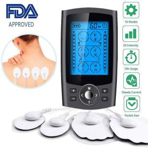 24 Modes 2 Channels Rechargeable Electric Body Therapy Massage Machine Electronic Muscle Stimulator Pulse Meridian Physiotherapy Massager TENS Electrode Pads Health Care Tool