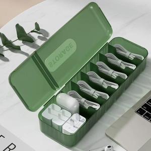 PP Data Cable Storage Box With 7 Compartments Ins Style Desktop Organizer Case for Charger Cord U Disk Small Gadgets.