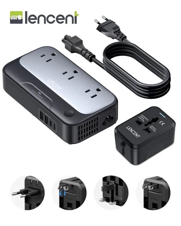 LENCENT European Travel Plug Adapter, Universal 250-Watt Step Down 220V to 110V Voltage Converter US to Europe, Worldwide Plug Adapter Inernational Power