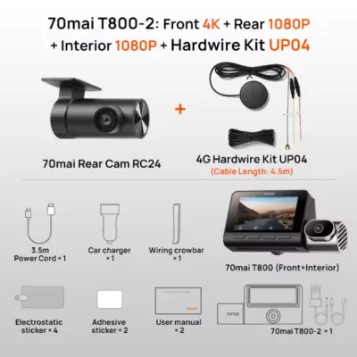 [New Launch] 70mai T800 Dashcam | 3 Channel | Dual 4K HDR | 4G GPS & AI Parking Surveillance