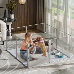 WISFOR XXL Large Heavy Duty Pet Playpen Exercise Fence Dogs Cage Clear Birth Whelping Box with Waterproof Fertility Pad for Cats Puppies Rabbits
