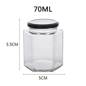 Clear Glass Jar Container with Black Lid Kitchen Spice Storage 45-730ML