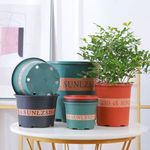HUANG Green Thickened Plastic For Household Yard Garden Home Decoration Office Succulents Pot Gardening Flower Pot Flower Pot Gallon Basin