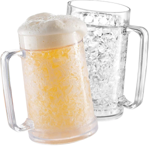 Frozen Beer Mugs (Set of 2) 7 oz Double Wall Gel Freezer Cups with Handle Break-Resistant Insulated Beer Mug