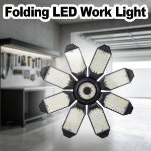 Deformable LED Garage Light 200W 20000LM Super Bright Workshop Ceiling Lamp With 8 Adjustable Panels 6500K Daylight E26 E27 Base High Bay Lighting For Indoor