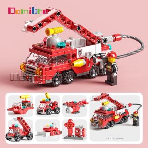 6IN1 Fire Truck Building Blocks SWAT/Engineering/Tank 3D Model Educational Toys for Boys Girls Gifts 6+ Years Old