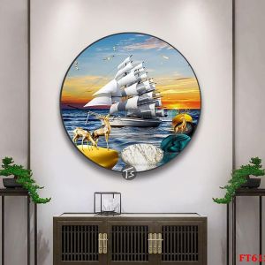 Tranh Tròn 3d Tráng Gương Cao Cấp phong Cách Hiện Đại. Trang Trí nhà cửa. Phòng khách phòng làm viêc và bếp